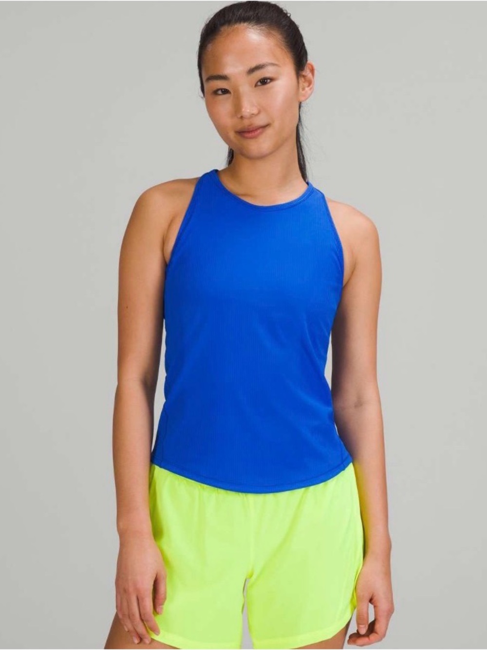 lululemon athletica base pace racerback Blue Ribbed Tank Top